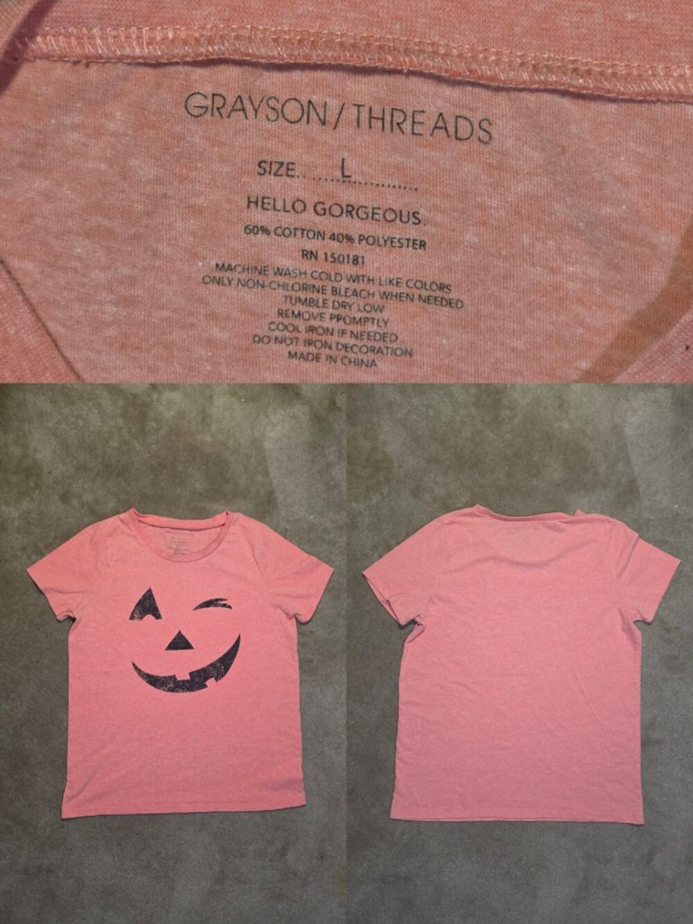 Teen Soft Patel Loose Fit Jack-o-Lantern Tee Sz Lg 12